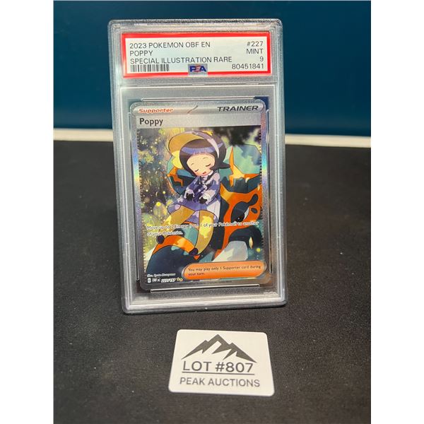 Lot of 1 2023 Pokemon Obsidian Flames Poppy Trainer Card - PSA Graded 9