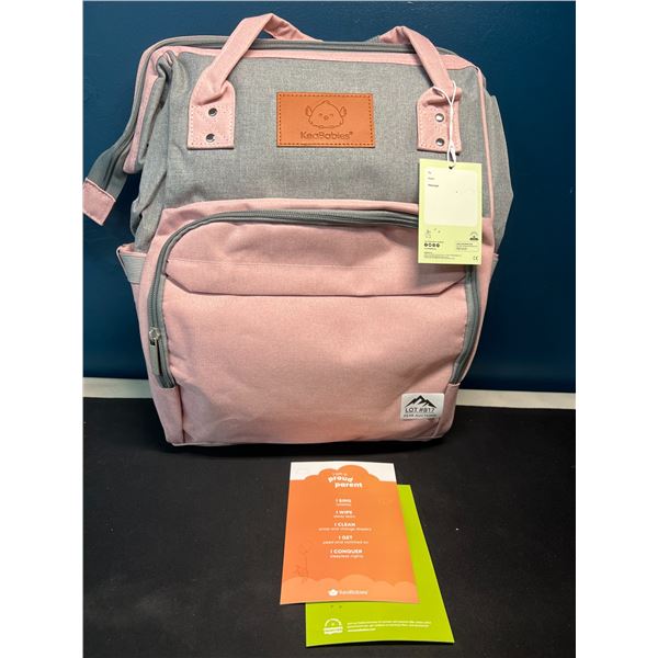 Lot of 1 Keababies Backbpack-Style Diaper Bag - Pink/Grey