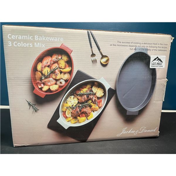 Lot of 1 Ceramic Bakeware 3PC Colour Set