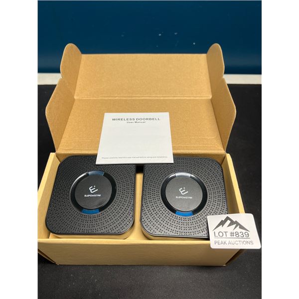Lot of 1 Elepowstar Wireless Doorbell Kit w/ 2 Plug-In Receivers