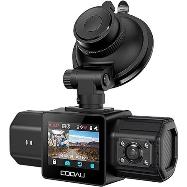 Lot of 1 Cooau D20 Dual Dash Camera (Front & Cabin) w/ Built-In GPS, Night Vision, Loop Recording