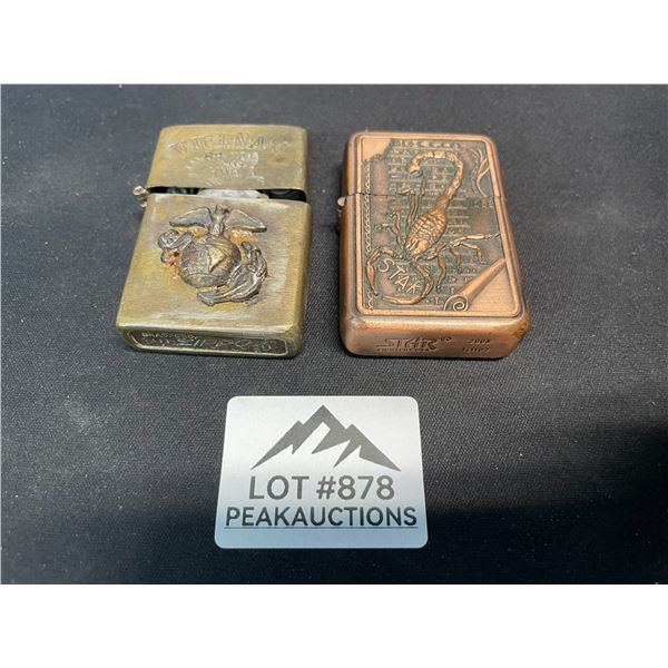 Lot of 2 Vintage Star Lighters USA Lighters - Used