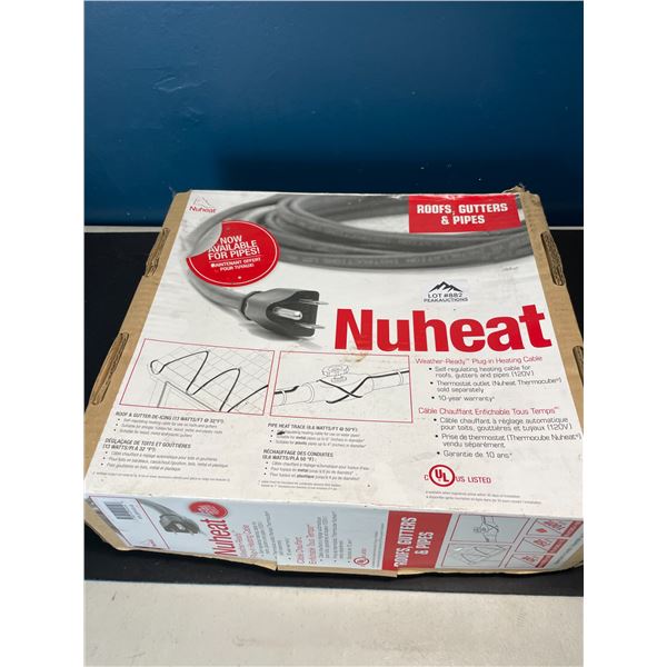 Lot of 1 50FT Nuheat Weather-Ready Plug-In Heating Cable for Roofs, Gutters, & Pipes