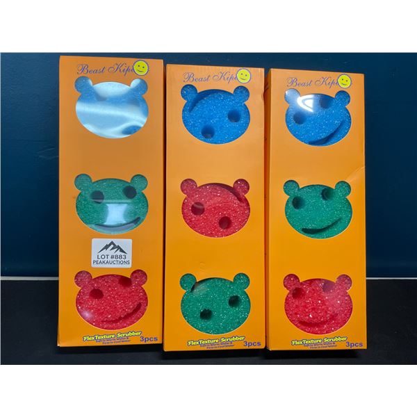 Lot of 3 Multi-Packs of Scrub-Daddy Inspired Sponges - 3 Sponges per pack