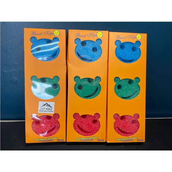 Lot of 3 Multi-Packs of Scrub-Daddy Inspired Sponges - 3 Sponges per pack