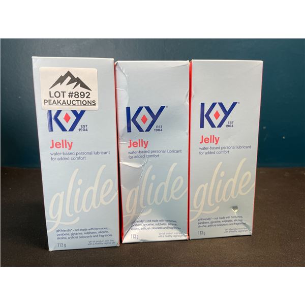 Lot of 3 K-Y Jelly Glide Water-Based Personal Lubricants