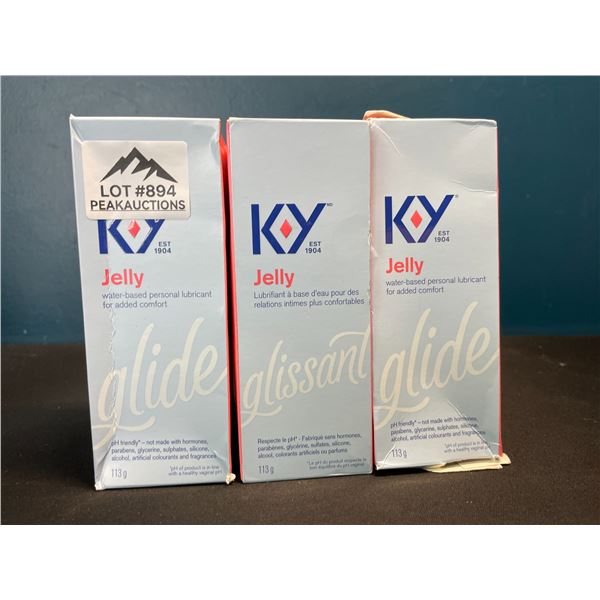 Lot of 3 K-Y Jelly Glide Water-Based Personal Lubricants
