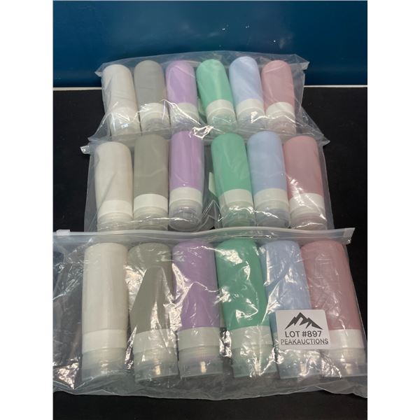 Lot of 3 Multi-Packs of Silicone Travel Bottles/Containers - 6pcs per pack