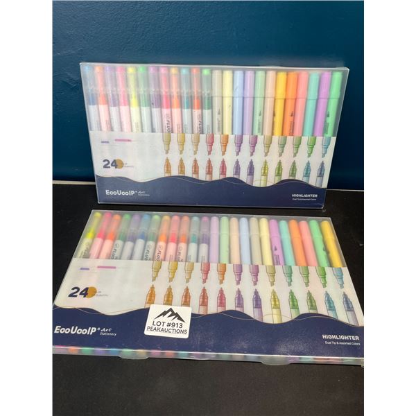 Lot of 2 Multi-Packs of Highlighters - 24 Colours per pack!