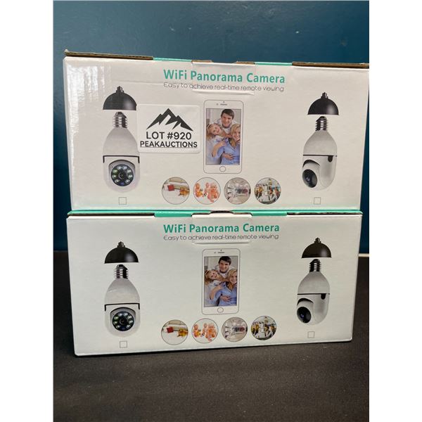 Lot of 2 WiFi Indoor Panorama Home Security Cameras - Lightbulb Style