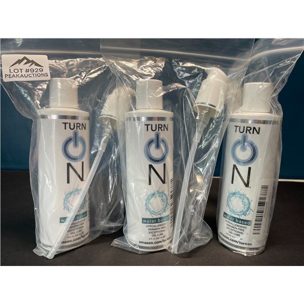 Lot of 3 Bottles of "Turn On" Water Based Personal Lubricant