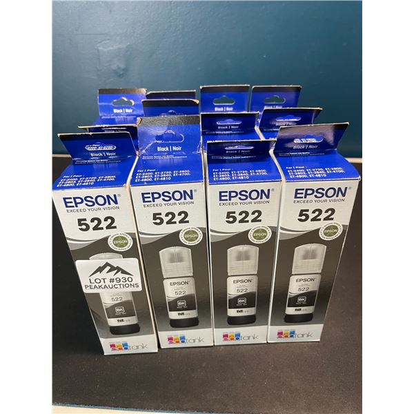 Lot of 12 Epson 522 Ecotank Inks - Black