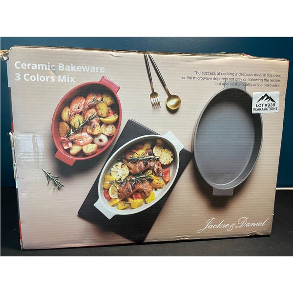 Lot of 1 Ceramic Bakeware 3PC Colour Set