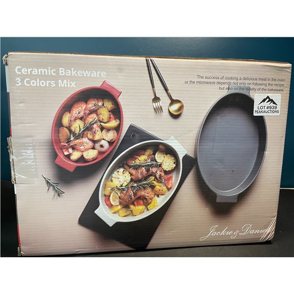 Lot of 1 Ceramic Bakeware 3PC Colour Set