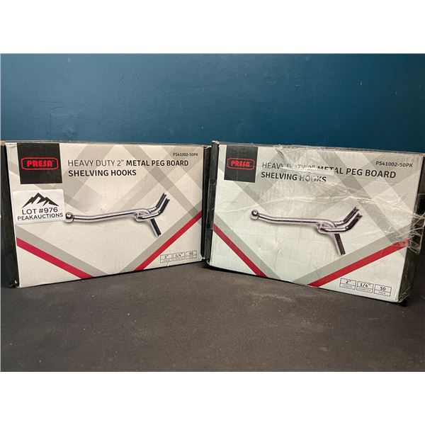 Lot of 2 Boxes of Heavy Duty 2" Metal Peg Board Hooks - 50PER PACK!