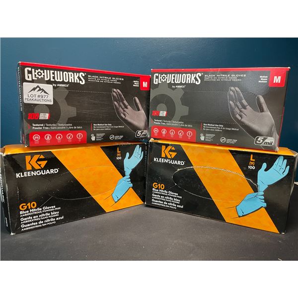 Lot of 4 Boxes of Vinyl Gloves - x2 Medium x2 Large
