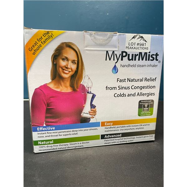 Lot of 1 MyPurMist Handheld Steam Inhaler - Fast Relief from Sinus Congestion/Colds & Allergies