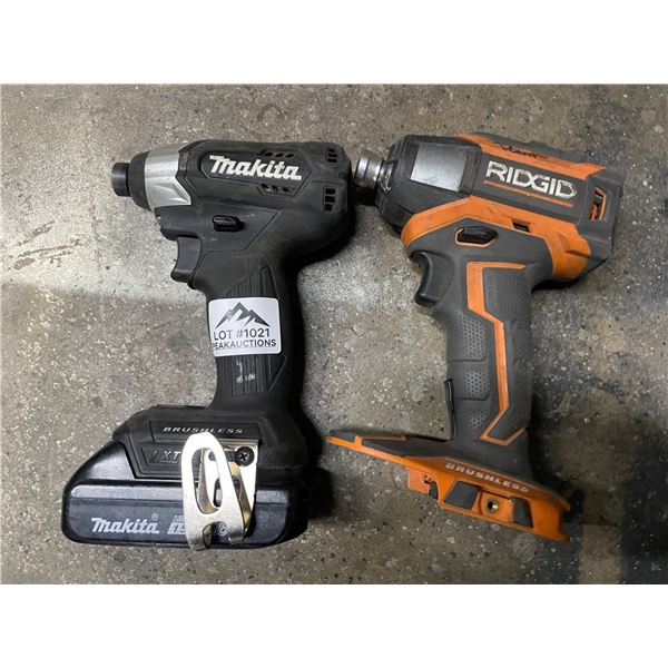 Lot of 2 Impacts Makita and Ridgid - Used