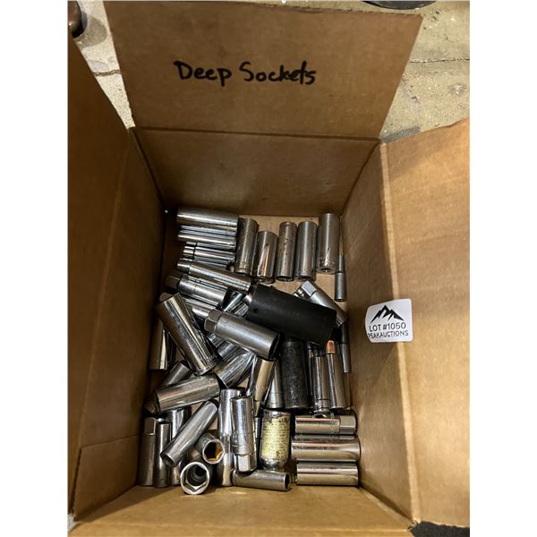 Lot of 1 Box of Assorted Deep Sockets - Used