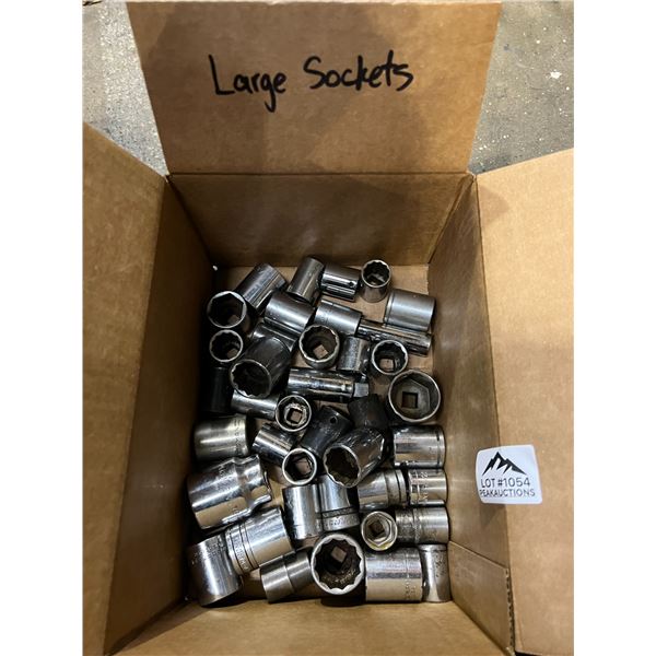 Lot of 1 Box of Assorted Large Sockets - Used