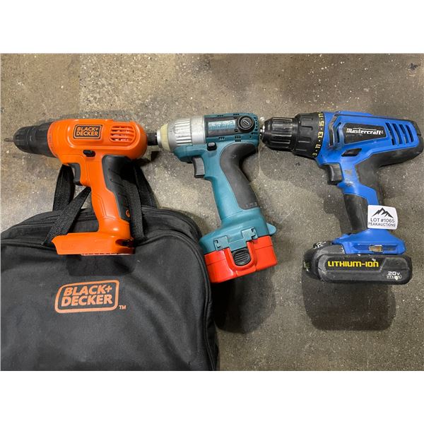 Lot of 3 Assorted Drills - Used