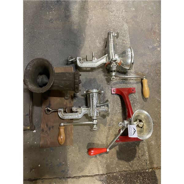 Lot of Assorted Meat Grinders - Used