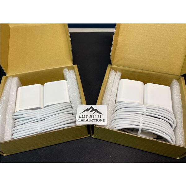 Lot of 2 Multipacks of iPhone 20W Fast Chargers - USB-C to Lightning - 2 Blocks & Cables per box!