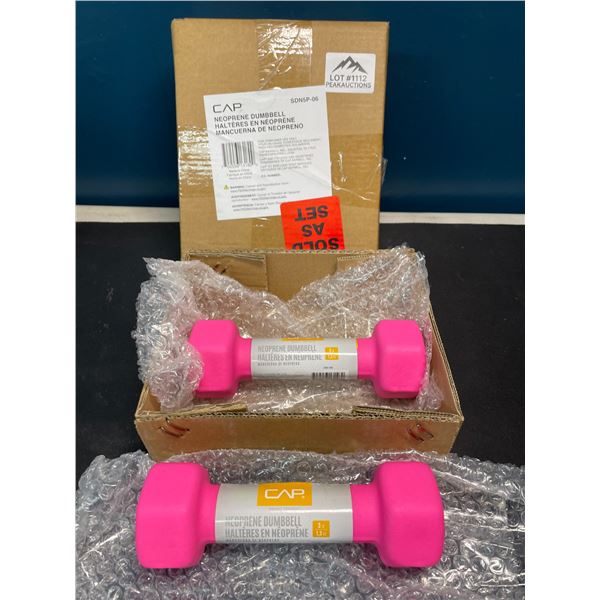 Lot of 1 Set of Neoprene Dumbells - 3lb each - Pink