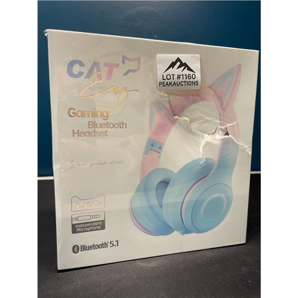 Lot of 1 Cat Ears Gaming Bluetooth Headset - Cotton Candy Pink/Blue