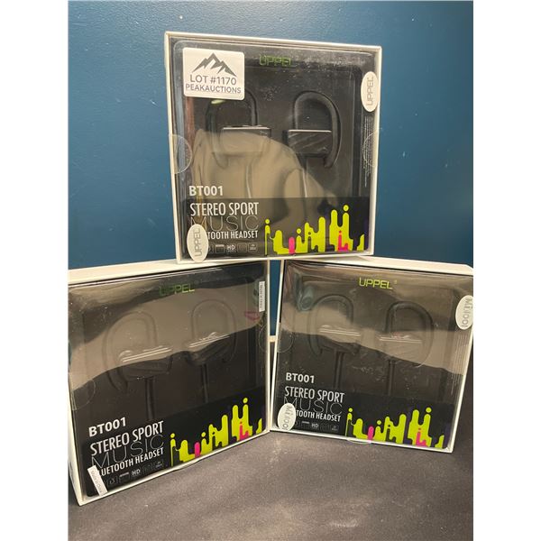 Lot of 3 BT001 Stereo Sport Music Bluetooth Headsets