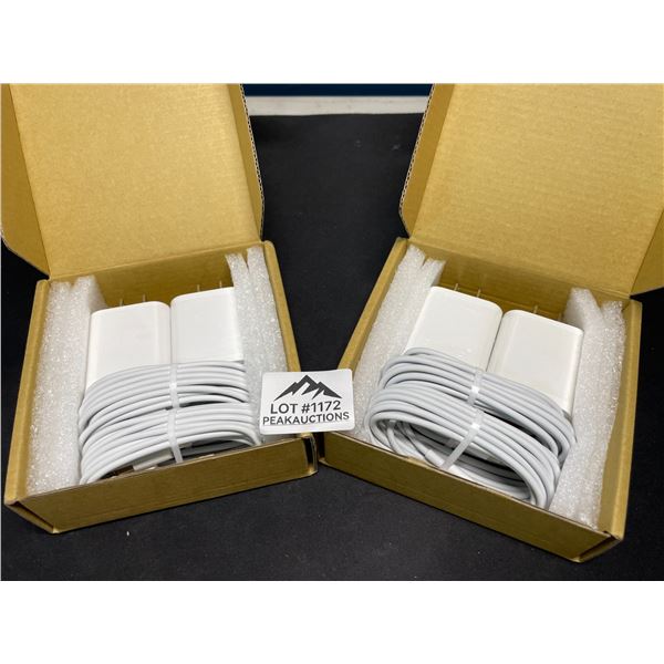 Lot of 2 Multipacks of iPhone 20W Fast Chargers - USB-C to Lightning - 2 Blocks & Cables per box!