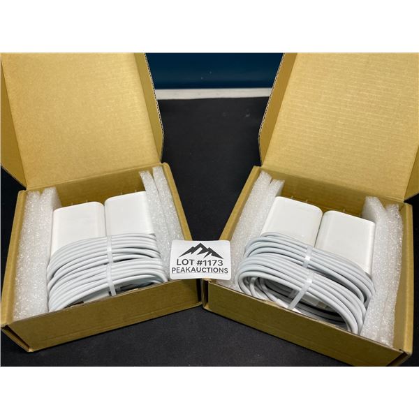 Lot of 2 Multipacks of iPhone 20W Fast Chargers - USB-C to Lightning - 2 Blocks & Cables per box!