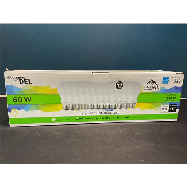 Lot of 1 Box of 12 LED 60W Lightbulbs