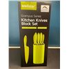 Image 1 : Lot of 1 Wellstar Grampus Series Kitchen Knives Block Set - Green - Non-Stick - BRAND NEW!!!
