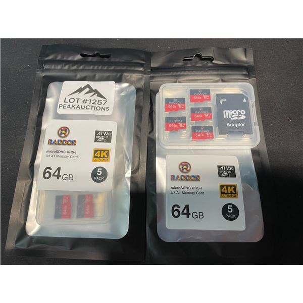 Lot of 2 Multi-Packs of Micro SD Cards - 64GB Each - 5 per pack!!