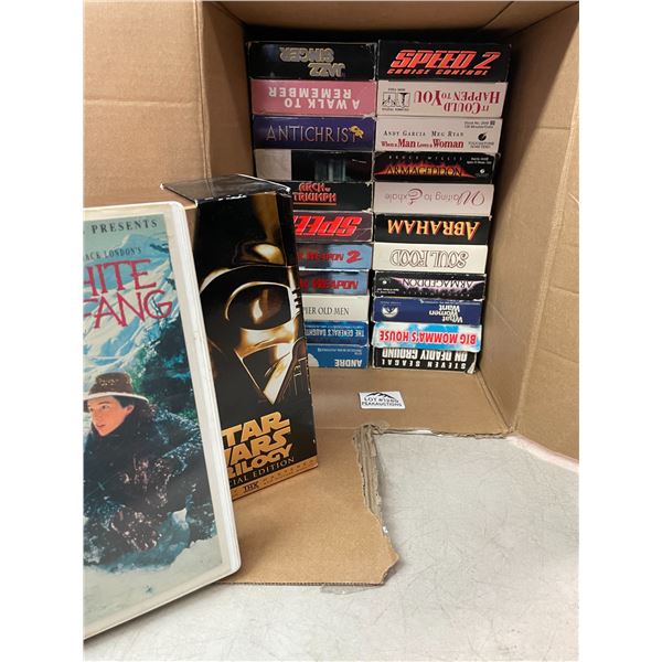 Lot of 1 Box of Assorted VHS Tapes - Used