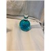 Image 2 : 8" Elegant Jewel Tone Aqua Blue Hand Blown Controlled Bubble