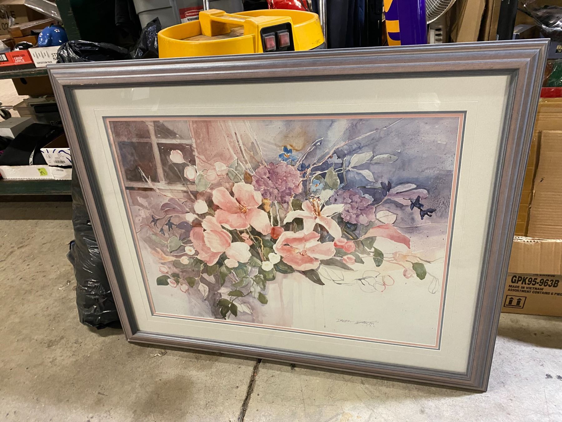 Tableau Fleuri Encadré Sous Passe-Partout - J. Robie - Déco Murale