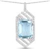 Image 1 : Aquamarine & Diamond Hexagonal Pendant, 8.05 Carat