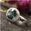 Image 3 : Blue-Green Spinel and Diamond Halo Ring