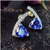 Image 1 : Tanzanite and Diamond Geometric Earrings