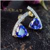 Image 1 : Tanzanite and Diamond Geometric Earrings