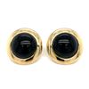 Image 2 : Black Onyx Button Earrings with Gold Frame