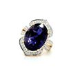 Image 1 : Deep Purple-Blue Iolite & Fancy Diamond Halo Ring