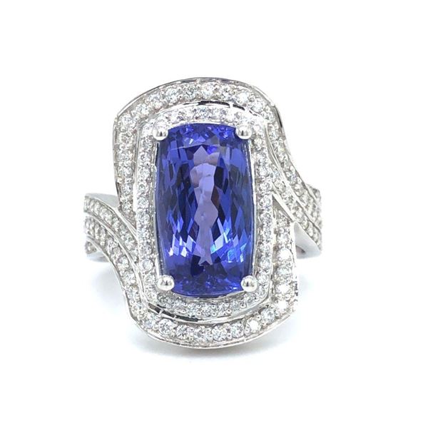 Tanzanite and Diamond Double Halo Ring