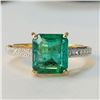 Image 2 : Zambian Emerald Ring with Diamond Shoulders