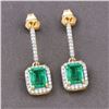 Image 2 : Emerald and Diamond Halo Dangling Earrings