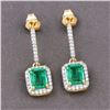 Image 2 : Emerald and Diamond Halo Dangling Earrings