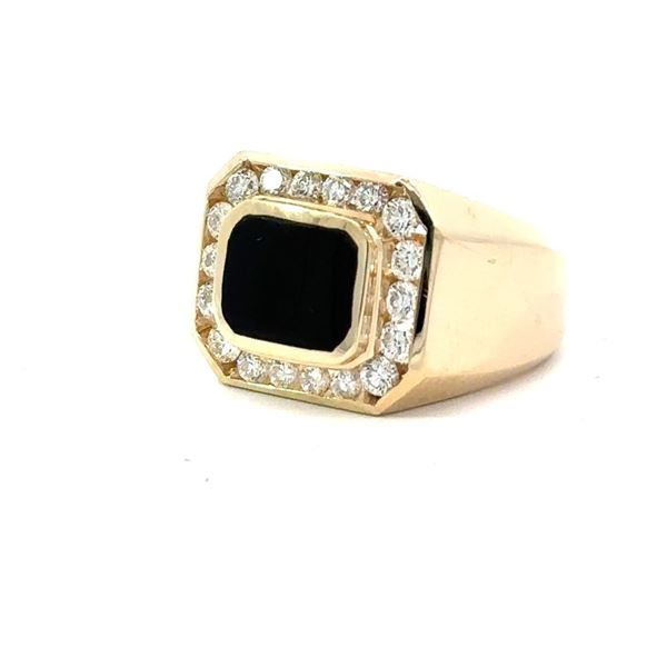 Onyx and Diamond Classic Man's Ring - Heavy