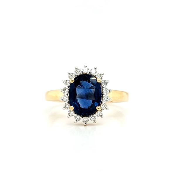 Blue Sapphire and Diamond Halo Ring, Oval-Cut